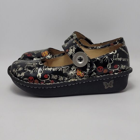 Alegria Peace & Love Patent Leather Slip On Mary Jane Shoes Size 38 PAL-311 - Picture 2 of 13
